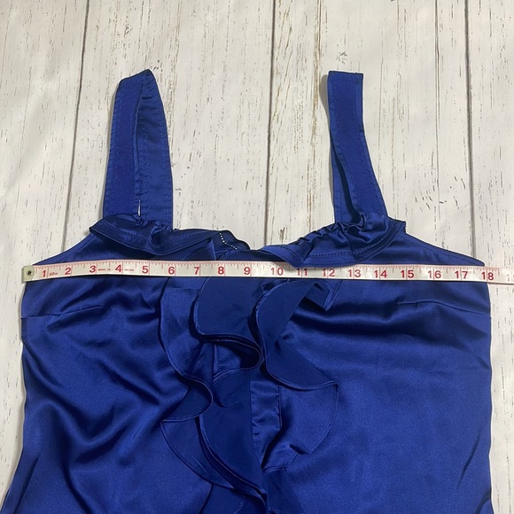 White House Black Market Blue Ruffle Cami - Picture 6 of 7